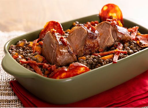 Filet mignon de Kintoa AOP, chorizo et lentilles